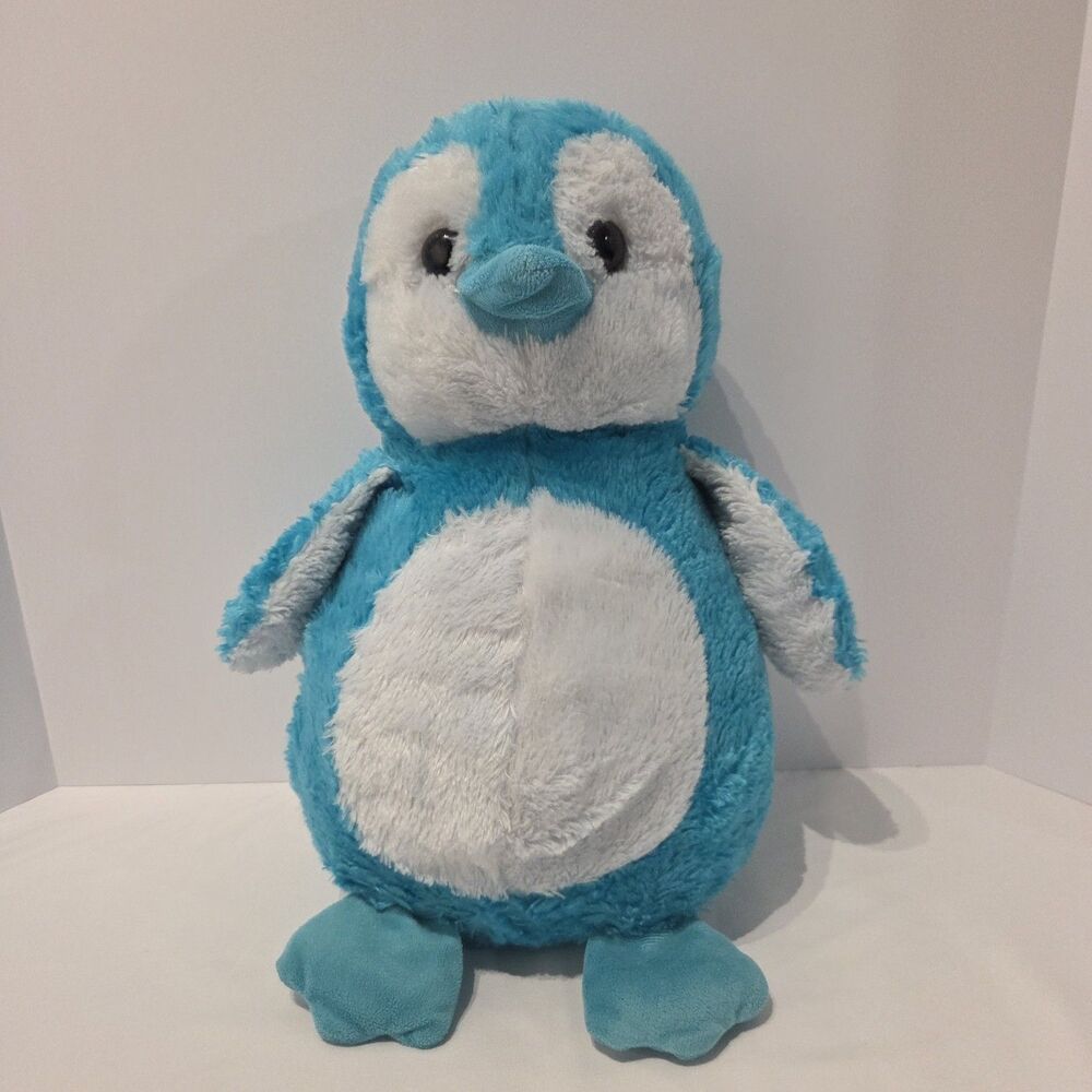 Fiesta Toys Large 17 inch Fuzzy Penguin Plush Animal Blue Aqua White